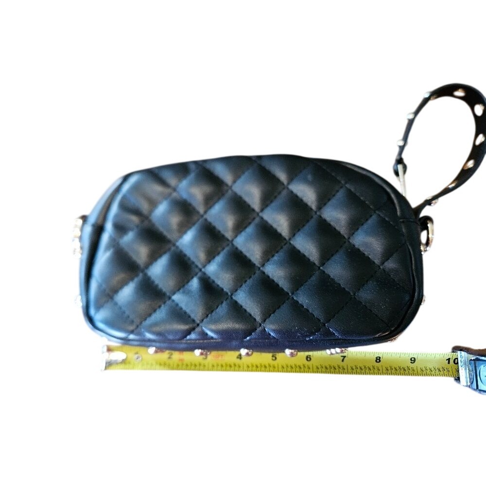 Quilted Black Gold Studded Belt Bag Crossbody Option Versatile Purse